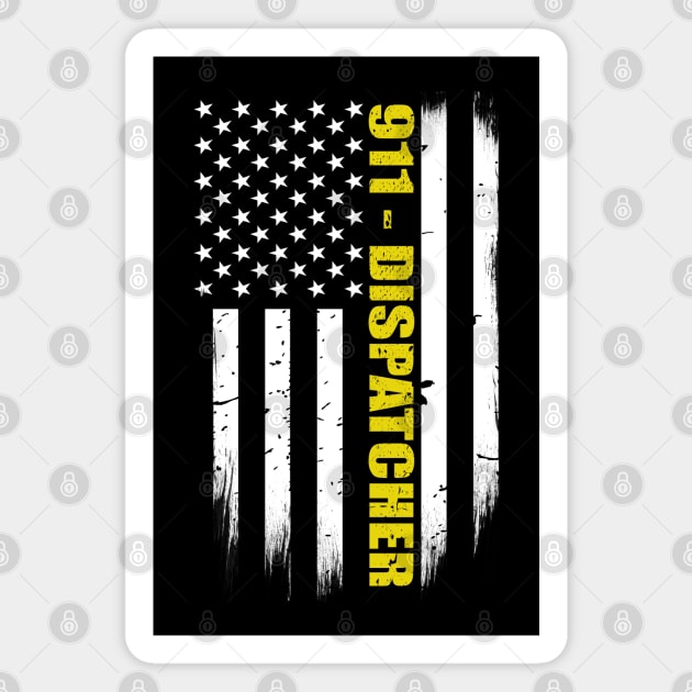 911 Dispatcher Thin Gold Line Flag Magnet by bluelinemotivation